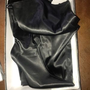 Black Satin Jeffrey Campbell Thigh High Boots
